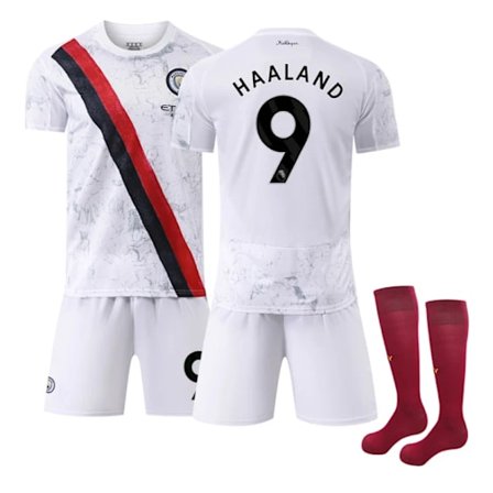 Manchester City Udebanetrøje til Børn 2025-2026 med strømper No.9 Haalan{REN}