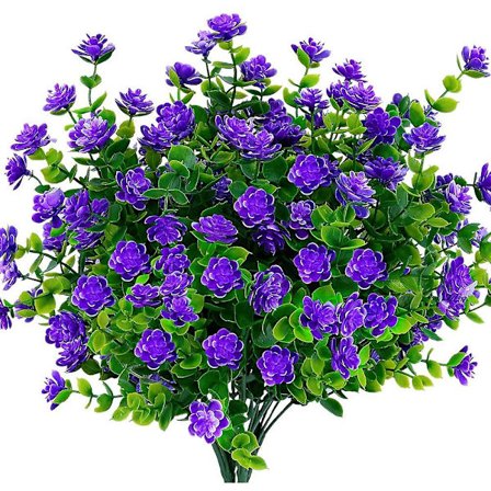 Kunstige falske blomster udendørs, falske plastik grønt bryllup bondehusindretning 24 stk røde lotus (lilla)