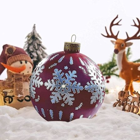 Kæmpe Bold 60 cm, Stor Udendørs Oppustelig Ornament, PVC Vandtæt Juledekoration