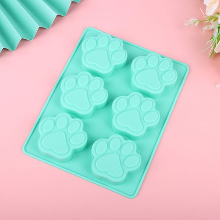 1Pc 6Cavities Dejlig Hund Kat Paw Fondant Kage Silikone Form DIY