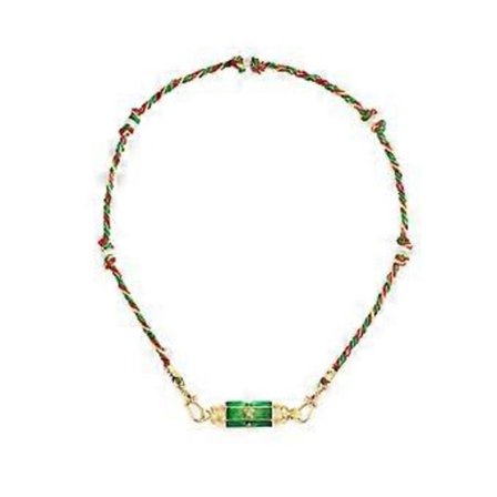 Delikat gull Tarotkort mønster anheng halskjede for menn og kvinner lykke regnbue anheng med flettet tau kjede (grønt halskjede)