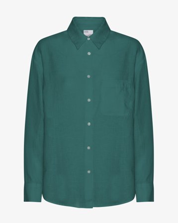 Linen Oversized Shirt - Ocean Green XS