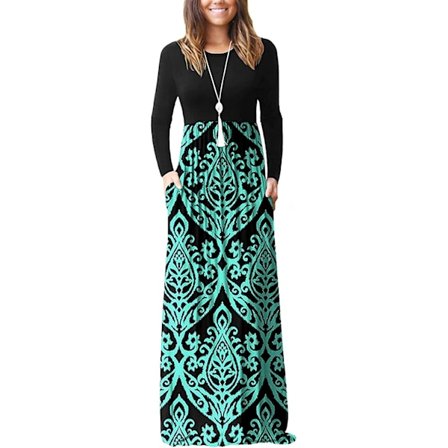 Dame Maxi Kjole - Kjole med Høj Talje, L