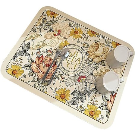 Oppvaskmatte i fantasistil, absorberende oppvaskmatte i myk diatoméjord med sklisikker gummisåle, hurtigtørkende avrenningsmatte