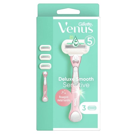 Gillette Deluxe Smooth Sensitive barberskraber 1+3 stk., Skincare, Hårfjerning, Skrabere & Blade