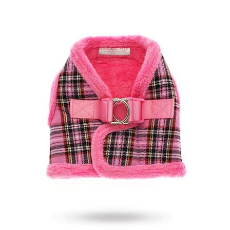 Urban Pup - LUXURY FUR LINED PINK TARTAN - harness - Klassiske hundeseler, step-in, jacket seler, trekkseler, vinterseler & Y-seler på Doggie.no