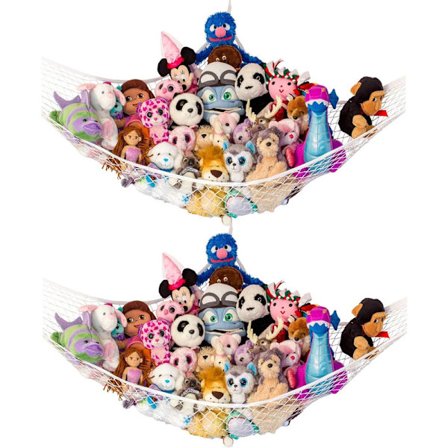 Hængekøje til udstoppede dyr, Hvid hængekøje, Macramé net til udstoppede dyr i hjørner, Opbevaring af udstoppede dyr, Hængende ting organiser