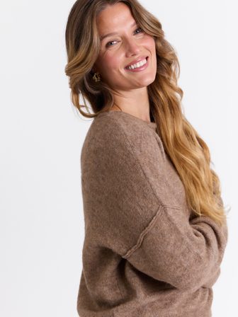 MATCH - Marcella genser - Marie Philippe - Str. XS - Dame - Gensere & Cardigans - Brun - 37% polyamid, 36% ull, 25% akryl, 2% elastan