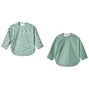 Buddy & Hope 2-Pack Green Polka Dots Sleeved Bib One Size - Baby feeding - One size - Green