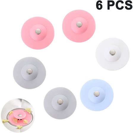 6 stk. gulvafløbsdæksel, lugthæmmende hårstopper, holdbar silikonehårstopper, bruseafløbsdæksel, vask og karbads afløbsfiltre