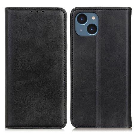 Split Leather iPhone 14 Plånboksfodral - Svart Svart