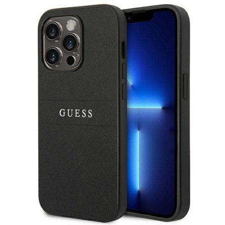 Guess Saffiano-remetui til iPhone 14 Pro - Sort
