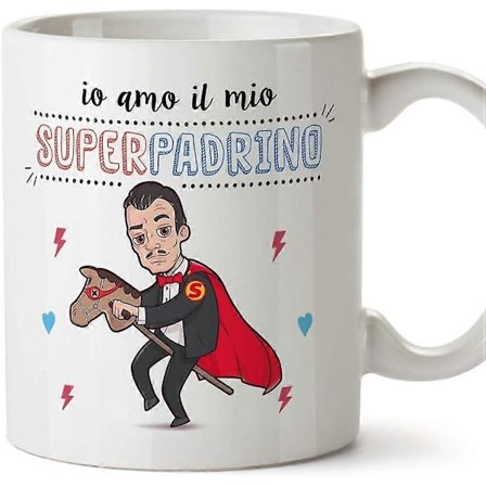 Padrino Tazza/Mugg Io Amo Il Mio Super Padrino Presentidé Påskdagen/Dop Mugg Bästa Gudfadern i Keramik. 330 ml