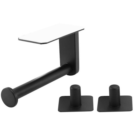 Toalettpappershållare - Svart självhäftande toalettpappershållare med 2 krokar, tillbehör för husvagn, C