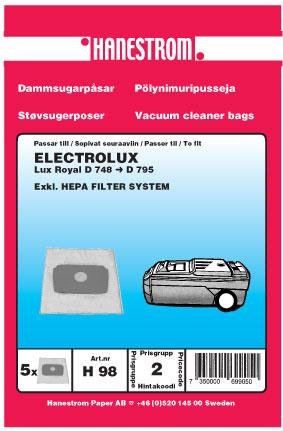 HANESTRÖM Dammsugarpåsar ELECTROLUX D748-795