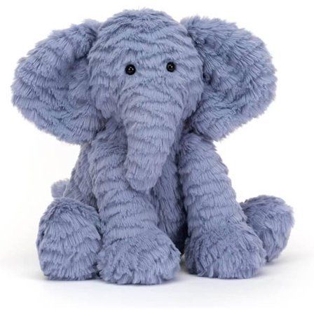 Jellycat Fuddlewuddle Elefant Kosedyr, Medium 9 tommer - Elefant Plysjleketøy - Klassisk Barnegave