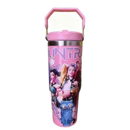 K-Pop Ghost Hunter Isolert Krus med Lokk og Sugerør - 30oz Rustfritt Stål Krus, Barnestørrelse