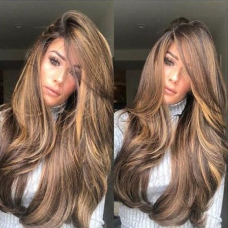 [NT] 1 st Dam Dam Tjej Peruk Långt Lockigt Hår Naturligt Mode för Fest Cosplay Dagligen Brun