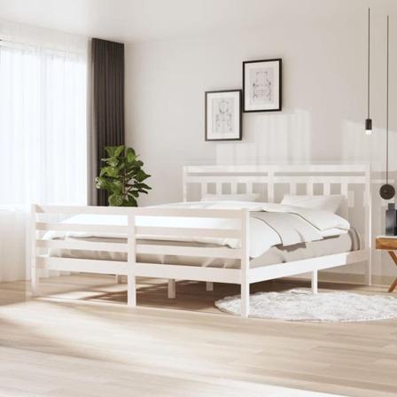 Vidaxl Sängram Vit Massivt Trä 180x200 Cm Vit