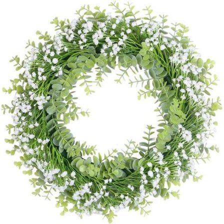 Gypsophila krans hvit kunstig krans dekorasjon 40cm dør krans blomster vår