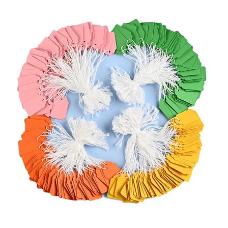 Prislappetiketter med snor, smykkeetiketter, papiretiketter med snor, håndskrevne tomme etiketter, 400 stykker