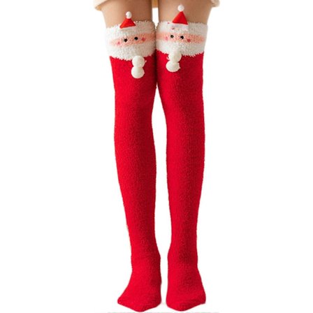 Dame Knestrømper Fuzzy, Fluffy Lange Strømper Vinter Fluffy Fleece, Over Knestrømper Varme for Jenter Kvinner colorred