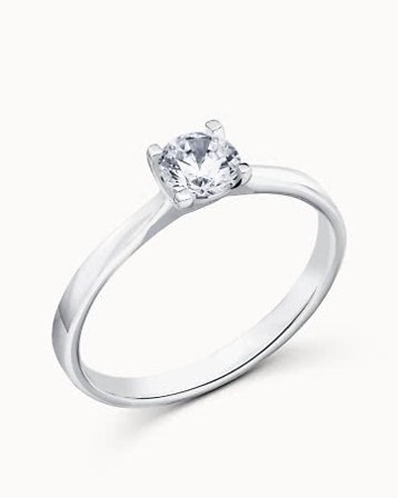 Solitaire Ring Amber 18K White Gold Lab-Grown Diamond 0.50 Carat - Engagement Rings & Wedding Rings from Vanbruun