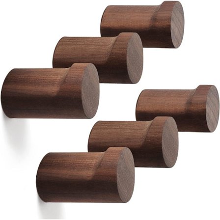 Puinen seinäkoukkusetti, 6 kpl, luonnolliset puiset takkikoukut seinälle, käsintehdyt rustiikkiset hattukoukut, kestävät