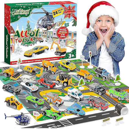 Julekalender 2023 Adventskalender Barn 24 Dagers Nedtelling Trekkbiler Leke Jule Nedtelling Kalender Blindeboks Gave Til Barn Gutter (FMY)