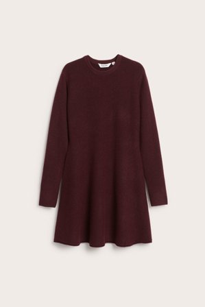 Kappahl | Sukienka z dzianiny o drobnym splocie | Ciemnoczerwony