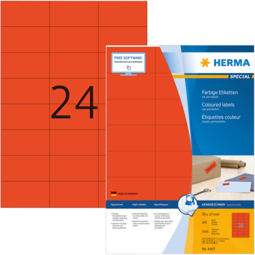 Etikett Herma 70X37Mm Rød