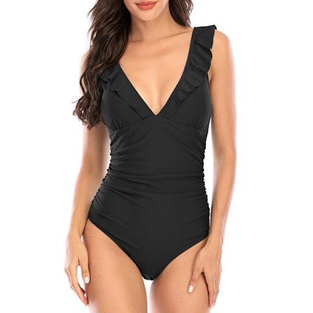 Bikini enfärgad flygande kant bantning ett stycke konservativ