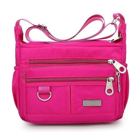 Vanntett Messenger Crossbody-veske for kvinner, skuldervesker med flere rom, håndvesker for feriereiser rosa