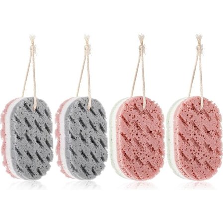 Dusjpute 4 Stykker Avslappende Bad 15 X 9 X 5 Cm Skrubbesvamp Myk Svamp Dusjsvamp Badesvamp Massasjesvamp Dusjloofahs Nettingpouf Grå