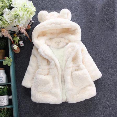 Tjejer Hooded Neck Jackor Zipper Sherpa Coat