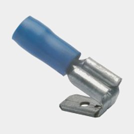 Insulated blade terminal housings with connection Skyllermarks, 6.3 x 0.8 mm, fits cable 1.5 - 2.5 mm², 25-pack, blue