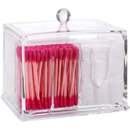 Cotton Box in Clear Acrylic for Storing Cotton Swabs and Cotton Rounds