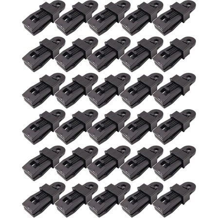 30 kpl kestäviä pressukiinnikkeitä lukitusotteella - Kestävät mustat muoviset pressuklemmarit, monikäyttöiset telttoihin, varjostuskankaisiin, 