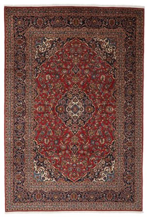Tapis D'orient Kashan 247X365 Noir/Rouge Foncé (Laine, Perse/Iran)
