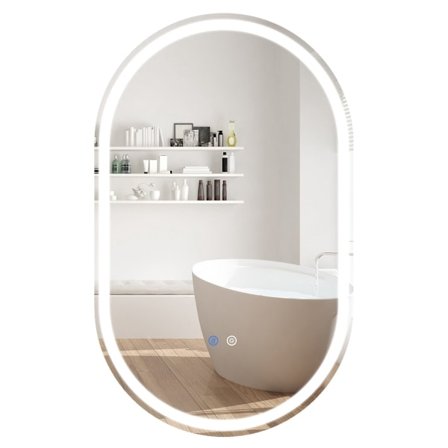Ovalt LED badeværelsesspejl, 90x55 cm, antidug, dæmpbar