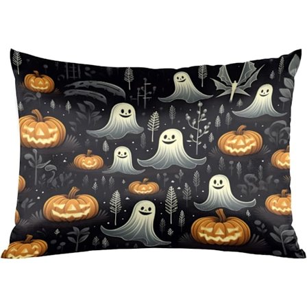 2025 Senaste Modell Halloween Spöke Satin Örngott för Hår och Hud Sidenörngott med Kuvertstängning, Standardstorlek Kylande Kudde C