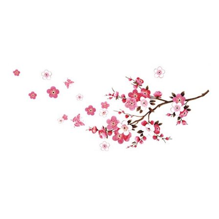 Vægsticker med Sommerfugle Rosarød I Sakura Vinstok Blomstergren Træ Selvklæbende Vægdekoration kompatibel med Stue Soveværelse Køkken Fliser Hallwa