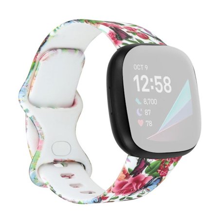Beautiful pattern in silicone watch band for Fitbit Versa 3 - Floral Bouquets / Size: S
