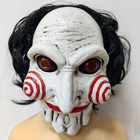 Skräckdemon Jigsaw Såg Mask Cosplay Saw X Läskiga Mördare Latexhjälm Halloweenfest Kostym Masker Vuxen Storlek