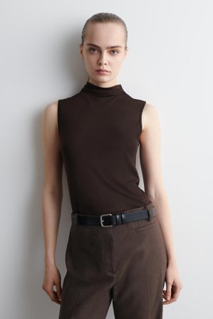 COS Women's Draped Turtleneck Tank Top in Brown