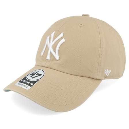47 Brand - MLB Beige unconstructed Cappellino - New York Yankees Ballpark Clean Up Khaki/White Dad Cap @ Hatstore