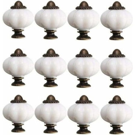12 stk Skapknotter 30mm Vintage Skapdørknotter Keramisk Dørknott med 12 Skruer Hvit Porselen Skapknott for Skuff - Perfet