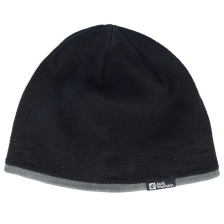 Jack Wolfskin - Svart traditionalbeanie Beanie - Brand Black Beanie @ Hatstore