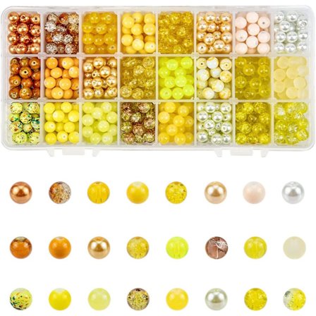 720 stk 24 Farver 8mm Runde Glasperler Blandet Stil Gul Armbånds Perler Bulk Løse Spacer Perler Sortiment Lot Til Efterår Øreringe Halskæde 