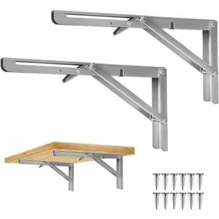 Fällbar hylla konsol 300MM, LYCXAMES 2 st fällbar konsol konsol tillverkad av 304 rostfritt stål, fällbar vägg hylla konsol